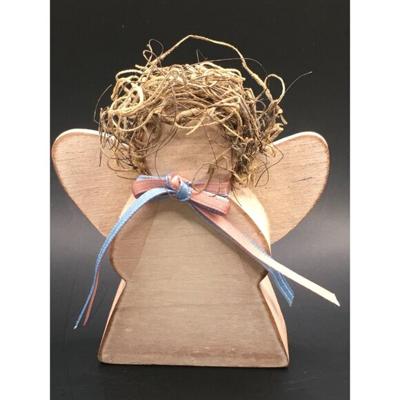 Vintage Handmade Wood Angels Ornaments with Wire Christmas Holiday Decor SET - Picture 7 of 15